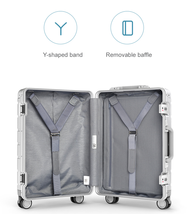 Vali nhôm Xiaomi 20 inch Metal Travel Suitcase màu trắng bạc