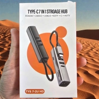 Bộ chuyển đổi TYS 7-2U (Type-C 7 in 1 Stroage Hub) PD100W+usb3.0+usb2.0+SD/TF+HDTV