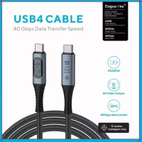 Cáp sạc usb4 type c, có màn hình, tốc độ 40Gbps, sạc nhanh PD 240W, video 8K 60Hz