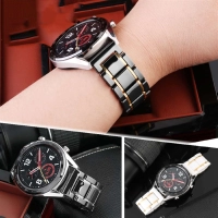 Dây đồng hồ gốm sứ đan xen hợp kim sáng bóng size 22mm