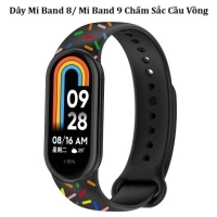 Dây đồng hồ Xiaomi Mi Band 10/ Mi Band 9/ Mi Band 8 silicone chấm sắc cầu vồng