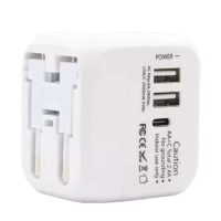 Ổ cắm chuyển đổi du lịch Type-C, USB kép đa năng 12W cho Châu Âu, Hoa Kỳ, Nhật Bản, Úc di động