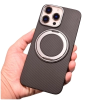 Ốp lưng Carbon cho iPhone 16 Pro Max (có chân chống đứng nghiêng và có thể xoay tròn 360)