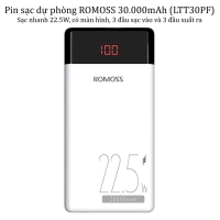 Pin sạc dự phòng ROMOSS 30000mAh (LT30PF) sạc nhanh 22.5W và có màn hình
