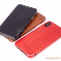 Bao da cầm tay iPhone X (5.8"), iPhone Xs (5.8"), hiệu Icarer, da mịn, RI804-BK