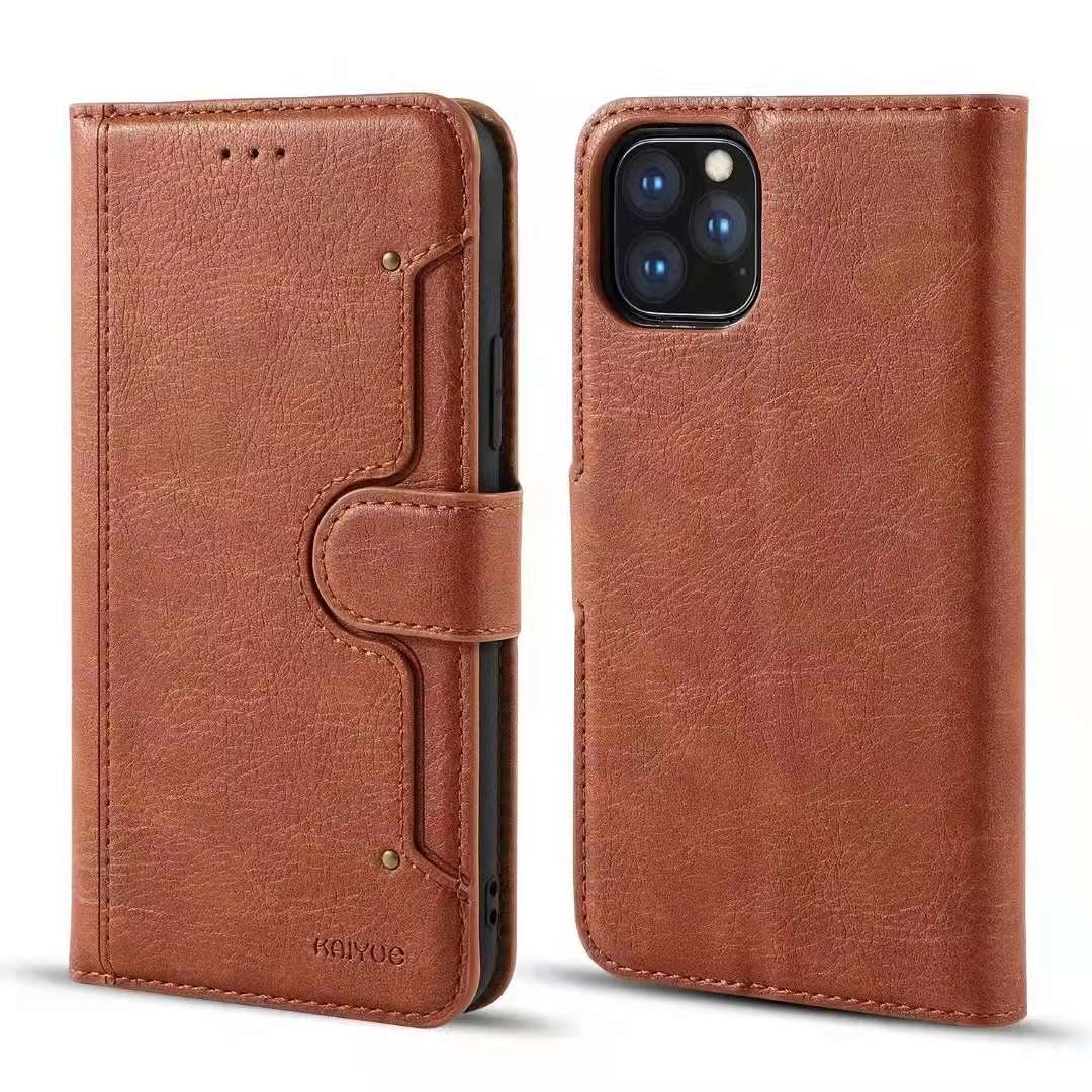 Bao da iPhone 13 mini/ iPhone 13/ iPhone 13 Pro/ iPhone 13 Pro Max (bao da cầm tay chất liệu da bò, hiệu Kaiyue)