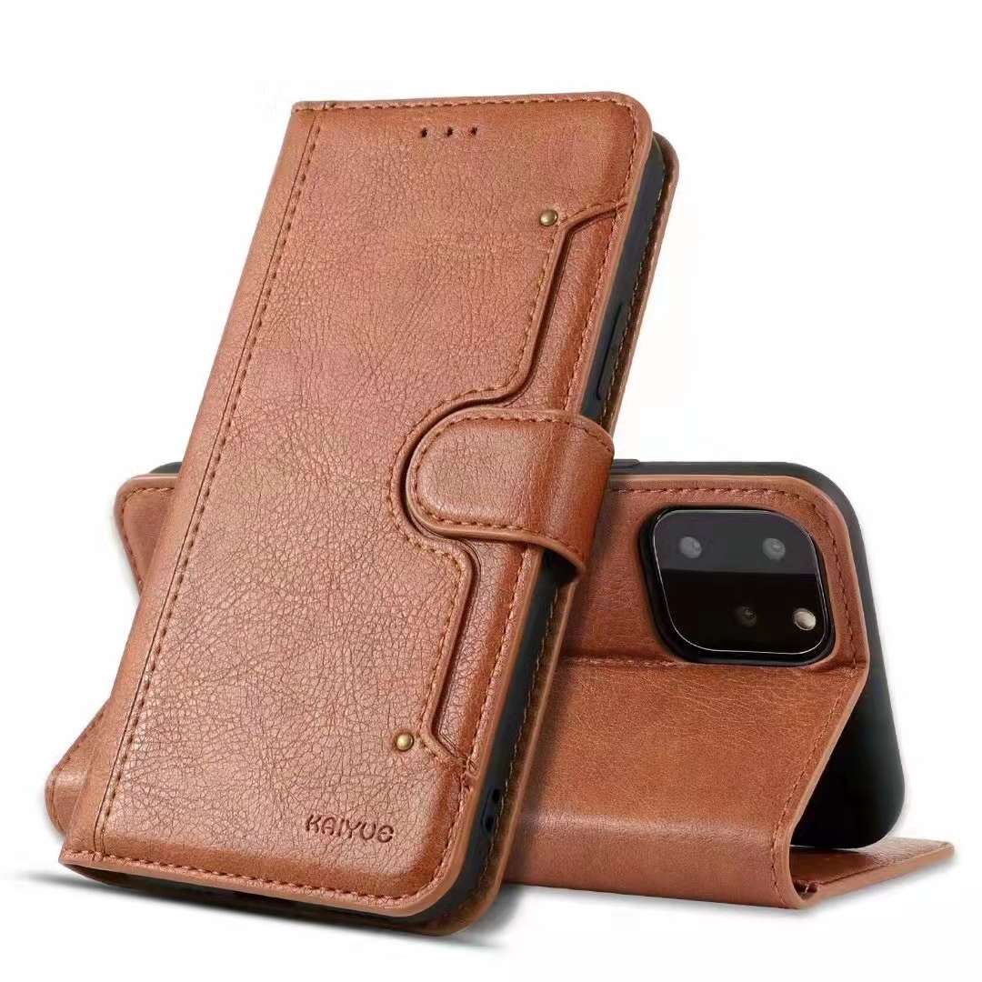 Bao da iPhone 13 mini/ iPhone 13/ iPhone 13 Pro/ iPhone 13 Pro Max (bao da cầm tay chất liệu da bò, hiệu Kaiyue)