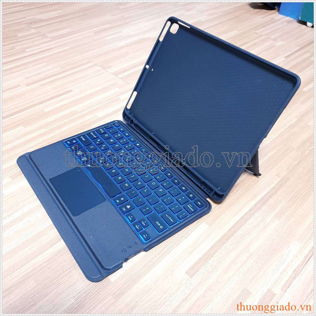 Bao da kèm bàn phím iPad Air 3 2019, iPad 10.5 2019, iPad Pro 10.5 2017 có touchpad, có đèn nền phím bấm, có ngăn để bút, hỗ trợ kết nối 3 thiết bị cùng lúc (mẫu 2023)