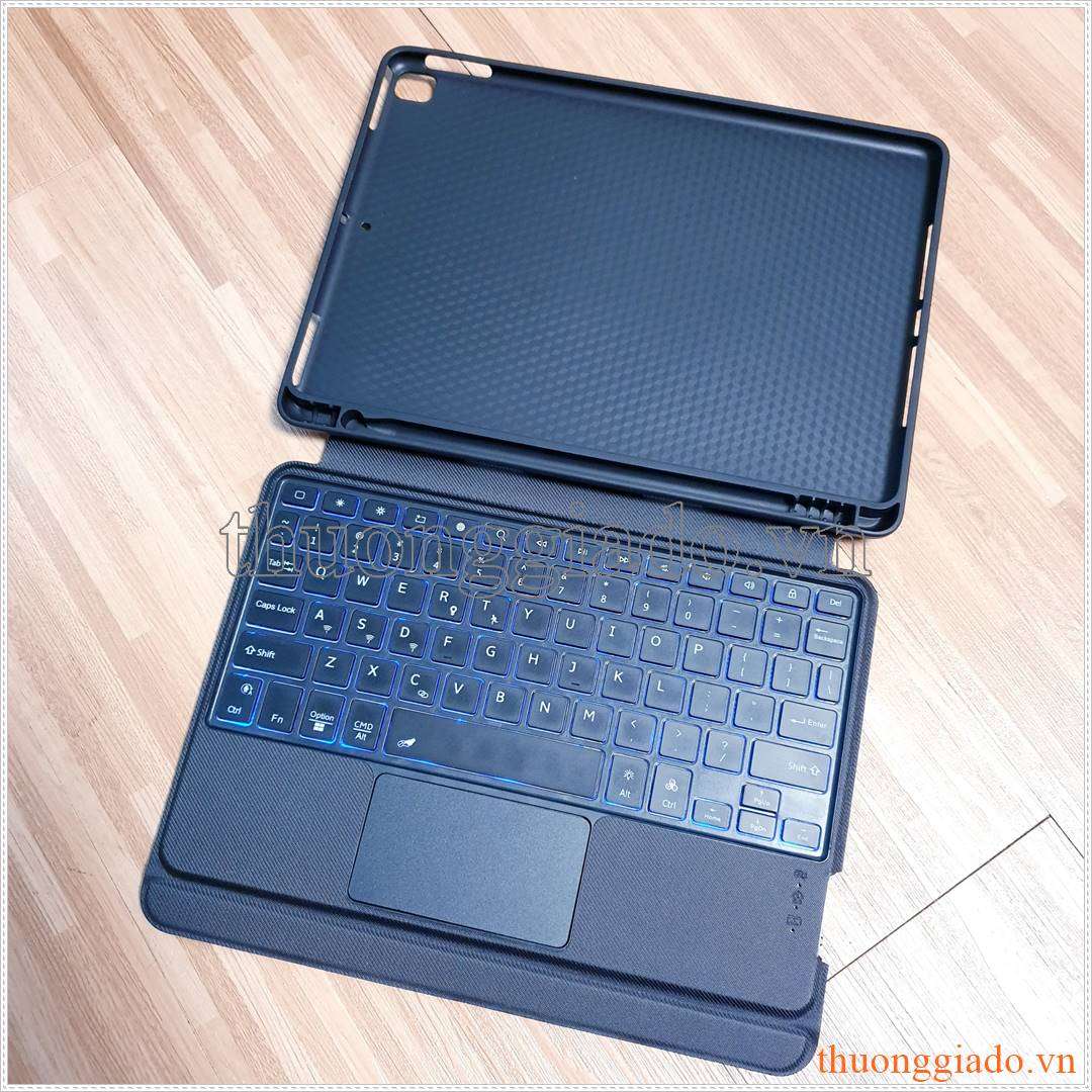 Bao da kèm bàn phím iPad Air 3 2019, iPad 10.5 2019, iPad Pro 10.5 2017 có touchpad, có đèn nền phím bấm, có ngăn để bút, hỗ trợ kết nối 3 thiết bị cùng lúc (mẫu 2023)