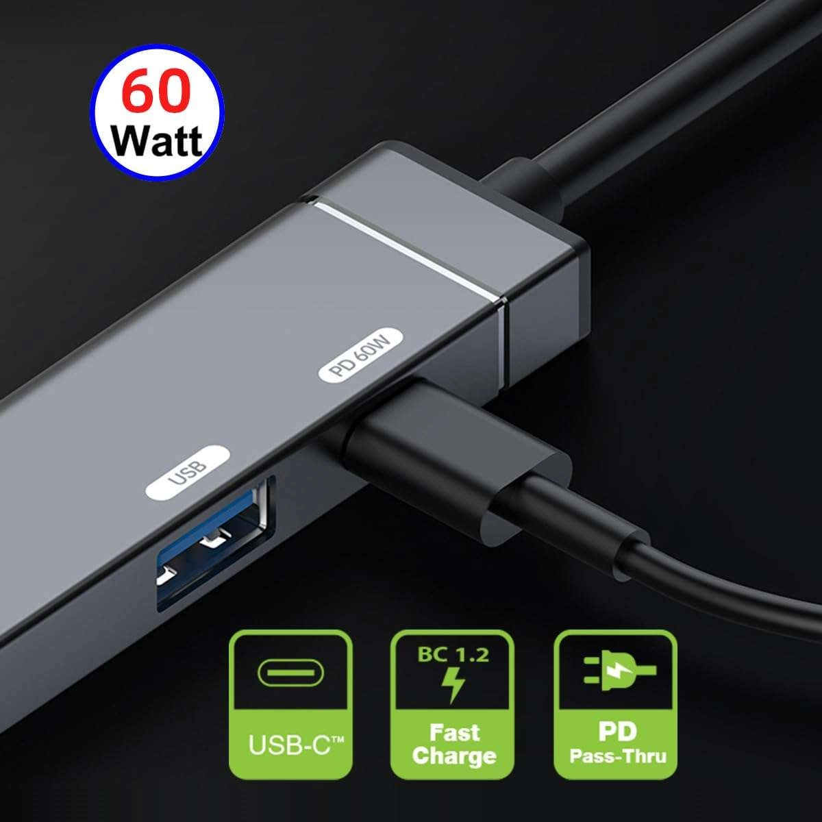 Bộ chuyển đổi đa cổng Type-C sang DisplayPort USB 3.0   Sạc USB-C (PD 60W)