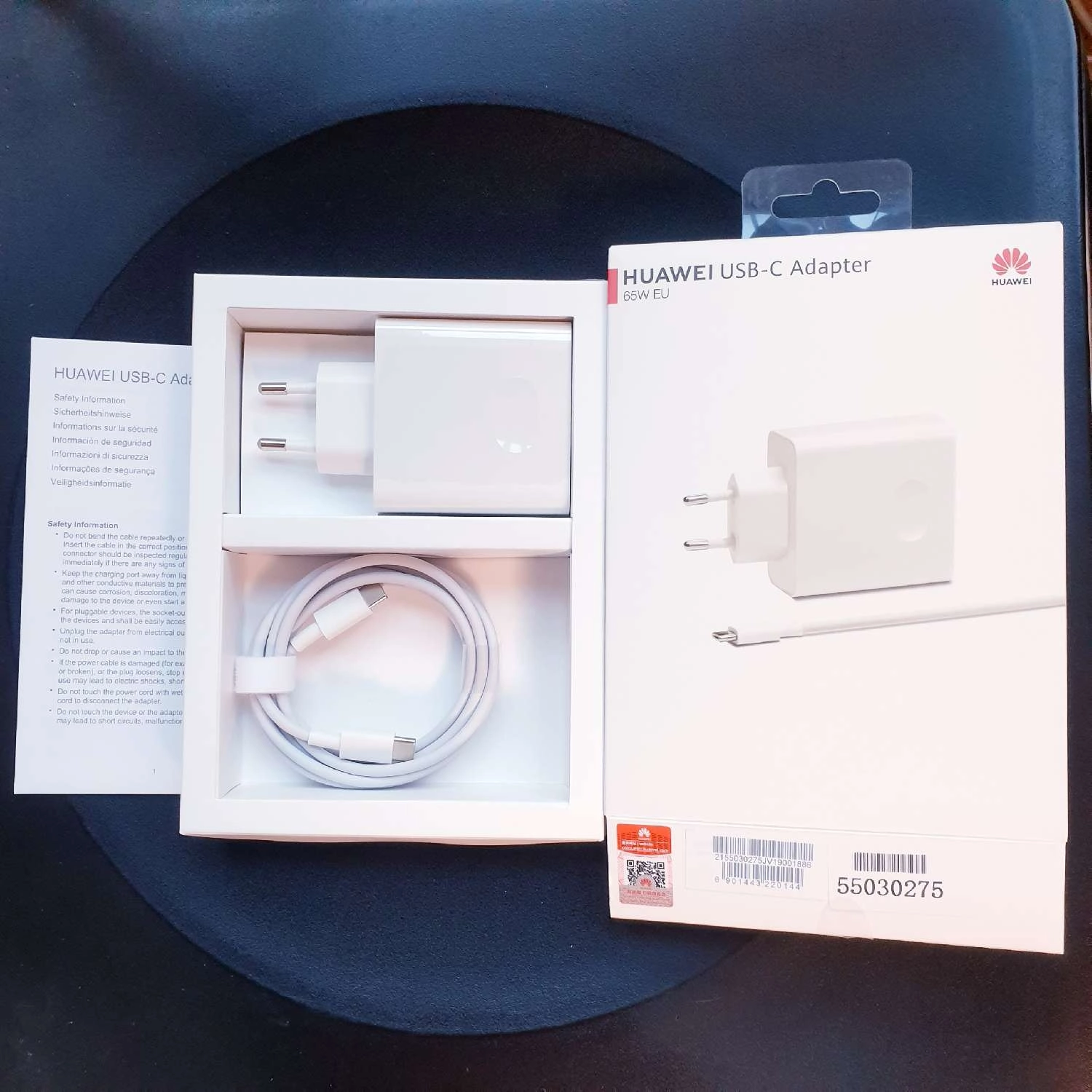 Bộ củ   cáp sạc Huawei USB-C Adapter 65W bản EU CP81(HW-200325EP0) Chính Hãng