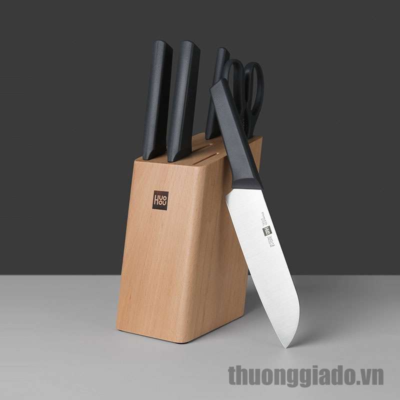 Bộ dao kéo nhà bếp Xiaomi Huohou HU0057, 6 chiếc, thép không gỉ, kèm chân đế