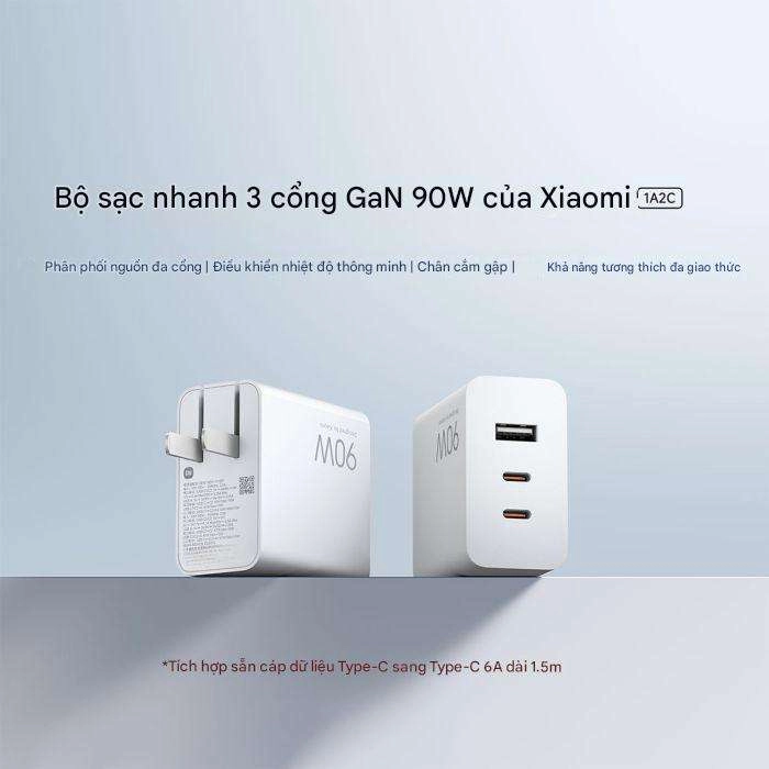 Bộ sạc Xiaomi 90W GaN 3 cổng (1A2C)