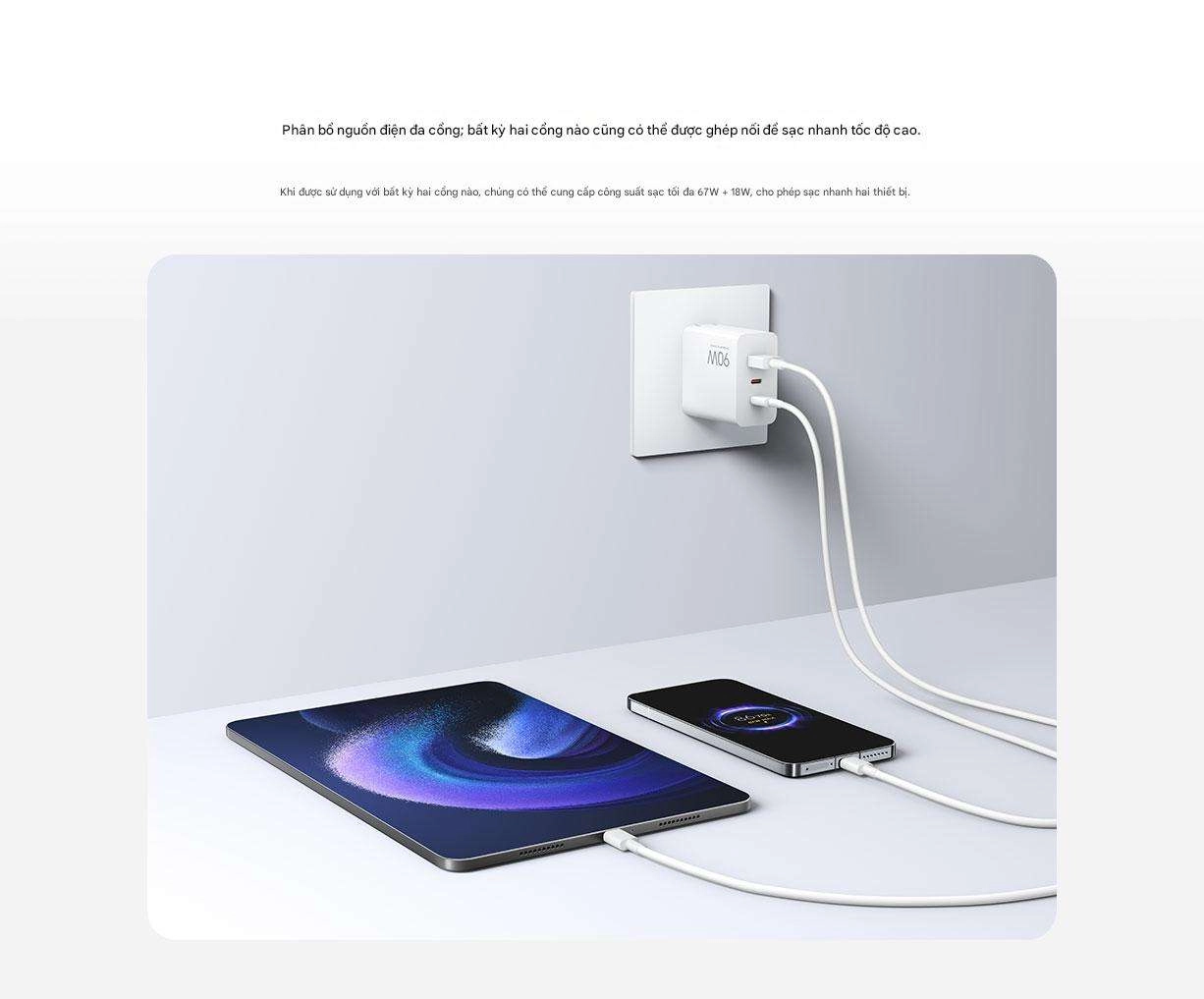 Bộ sạc Xiaomi 90W GaN 3 cổng (1A2C)