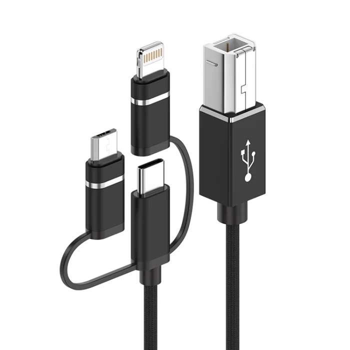 Cáp đa năng 3 trong 1 MiDi Connector Adapter Type-C/ Micro/ Lightning sang USB-B dùng cho nhạc cụ MIDI và máy in RXY-066
