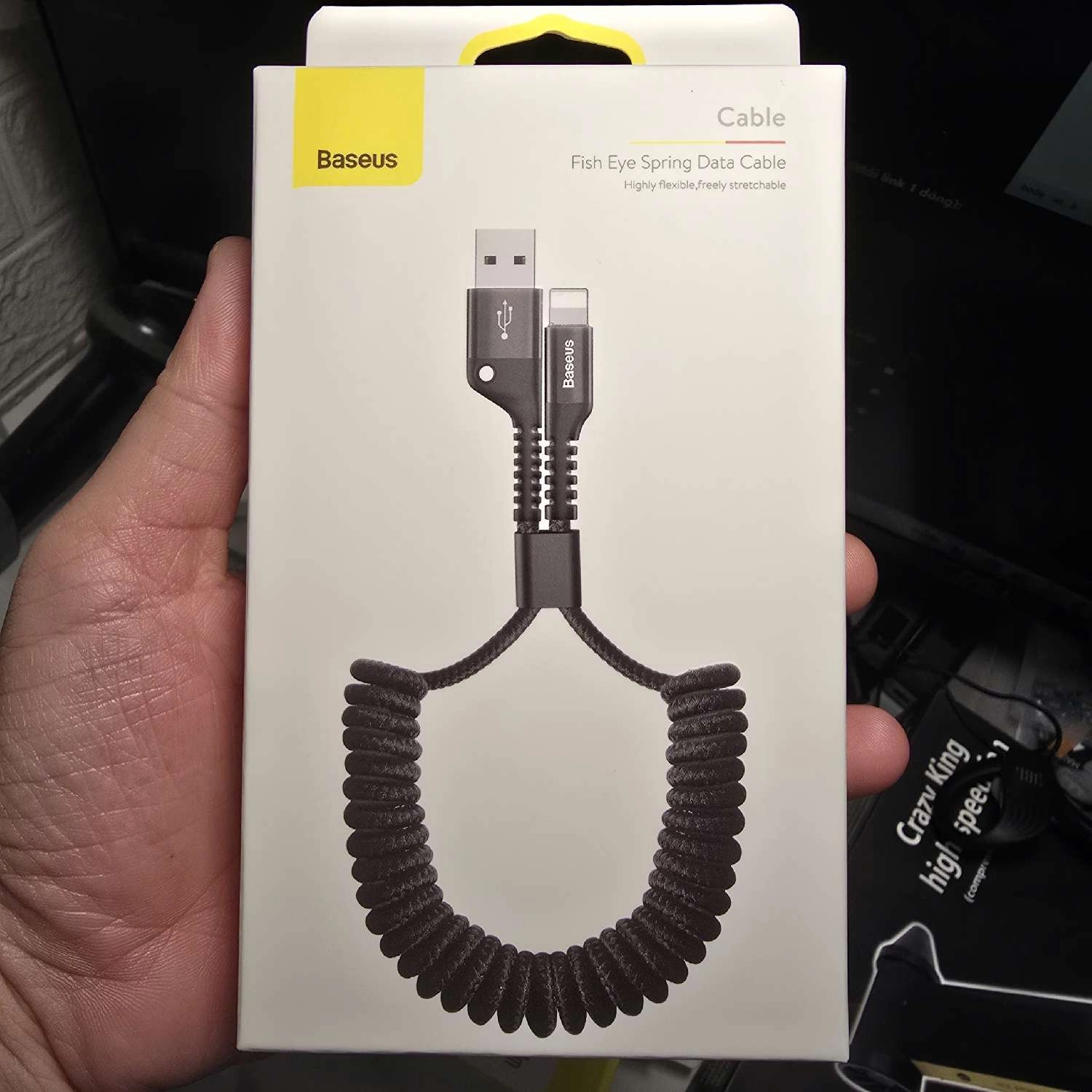 Cáp sạc lò xo đàn hồi USB sang Lightning Baseus