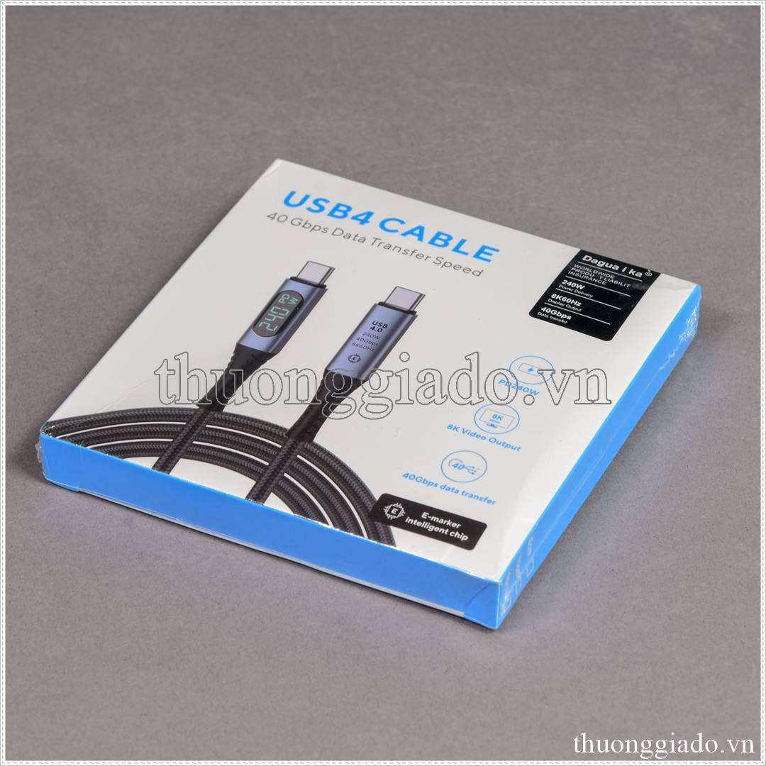 Cáp sạc usb4 type c, có màn hình, tốc độ 40Gbps, sạc nhanh PD 240W, video 8K 60Hz