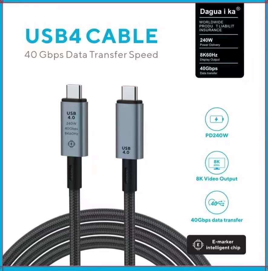 Cáp usb4 type c, tốc độ 40Gbps, sạc nhanh PD 240W, video 8K 60Hz