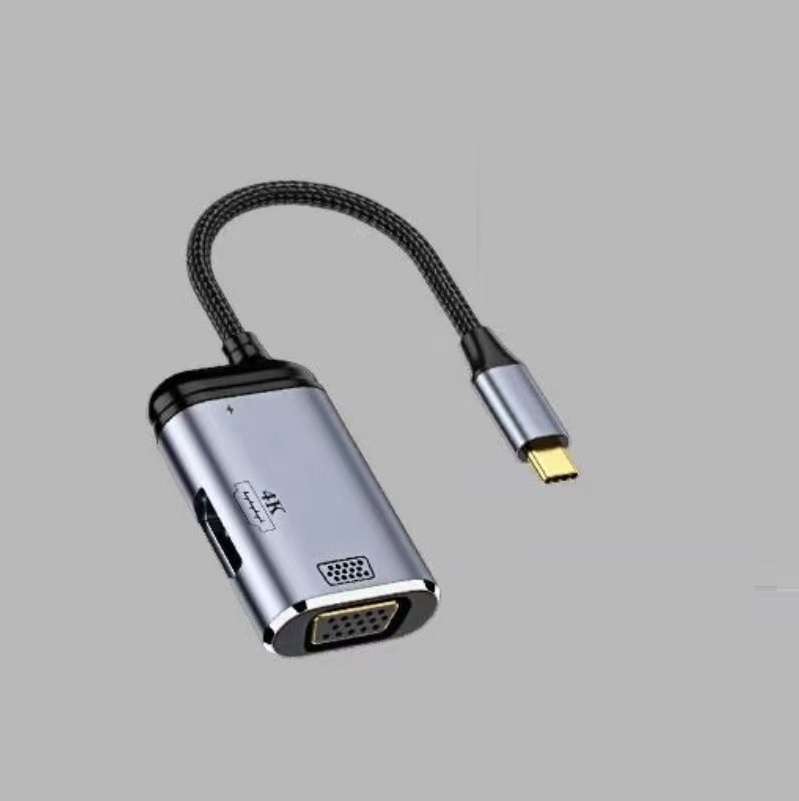 Cổng chuyển Type C sang HDMI và VGA (dài 10cm)