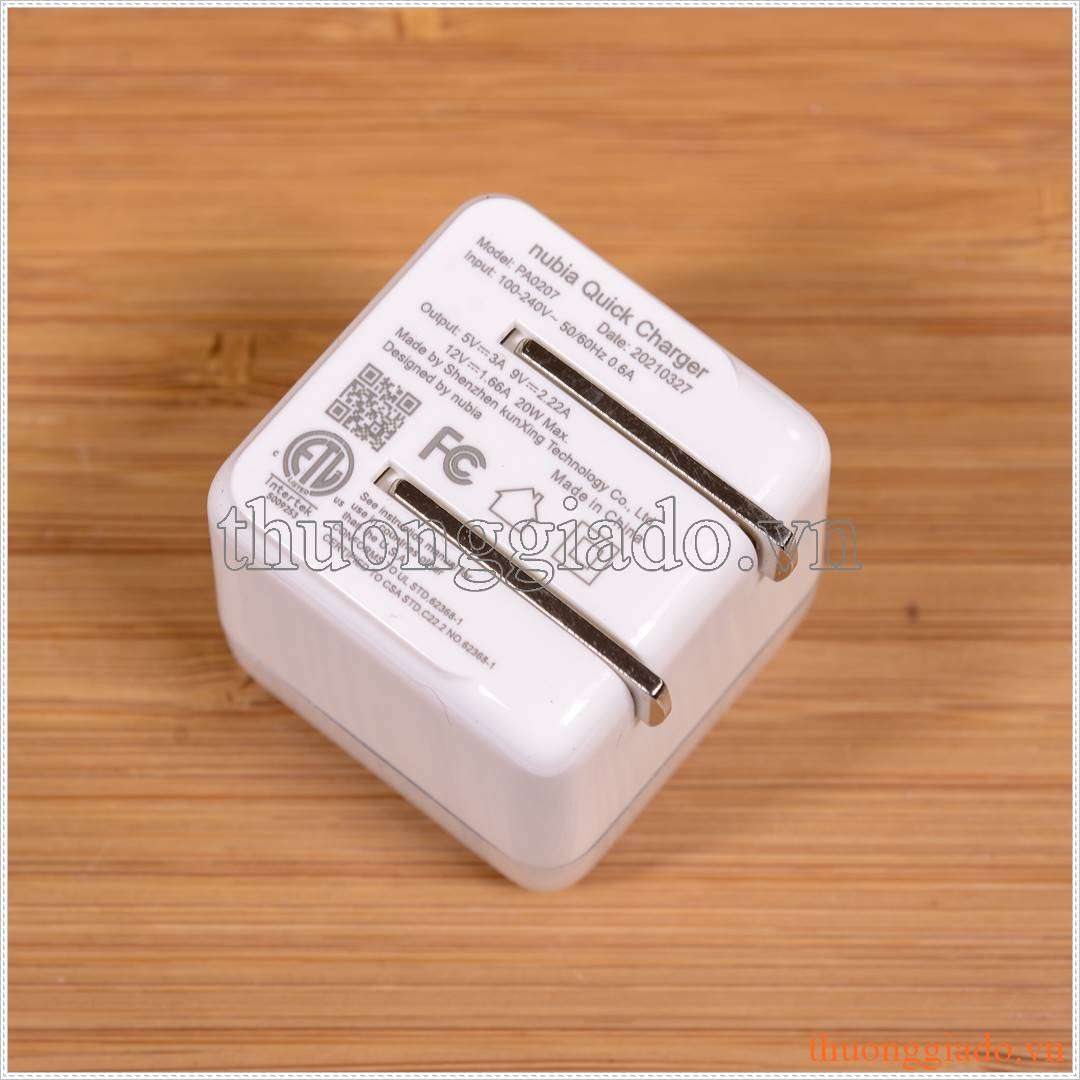 Củ sạc Nubia 20W Cube Quick Charger (Type-C) Model PA0207 sạc cho iphone thế mới