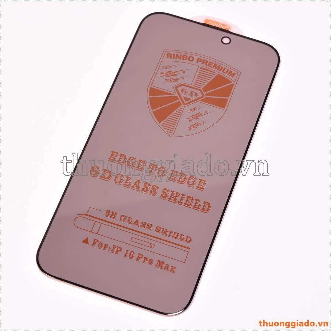 Dán kính cường lực chống nhìn trộm iPhone 16 Pro Max, iPhone 16 Plus, iPhone 16 Pro, iPhone 16 (hiệu Rinbo, full màn, 9H)