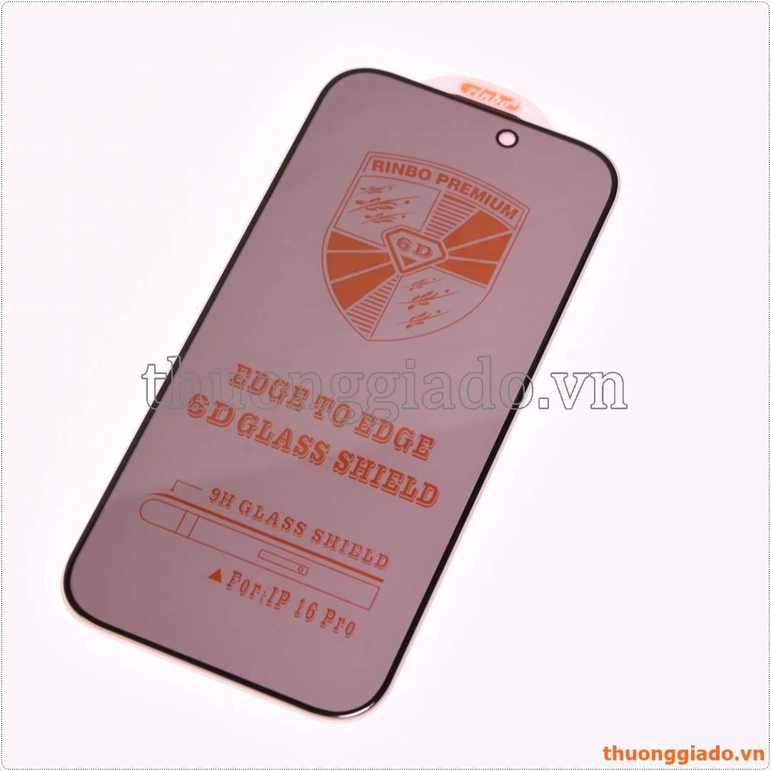 Dán kính cường lực chống nhìn trộm iPhone 16 Pro Max, iPhone 16 Plus, iPhone 16 Pro, iPhone 16 (hiệu Rinbo, full màn, 9H)