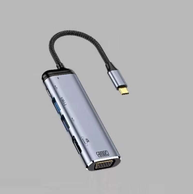 Đầu chuyển Type C sang HDMI và VGA (5 in 1, dài 10cm)