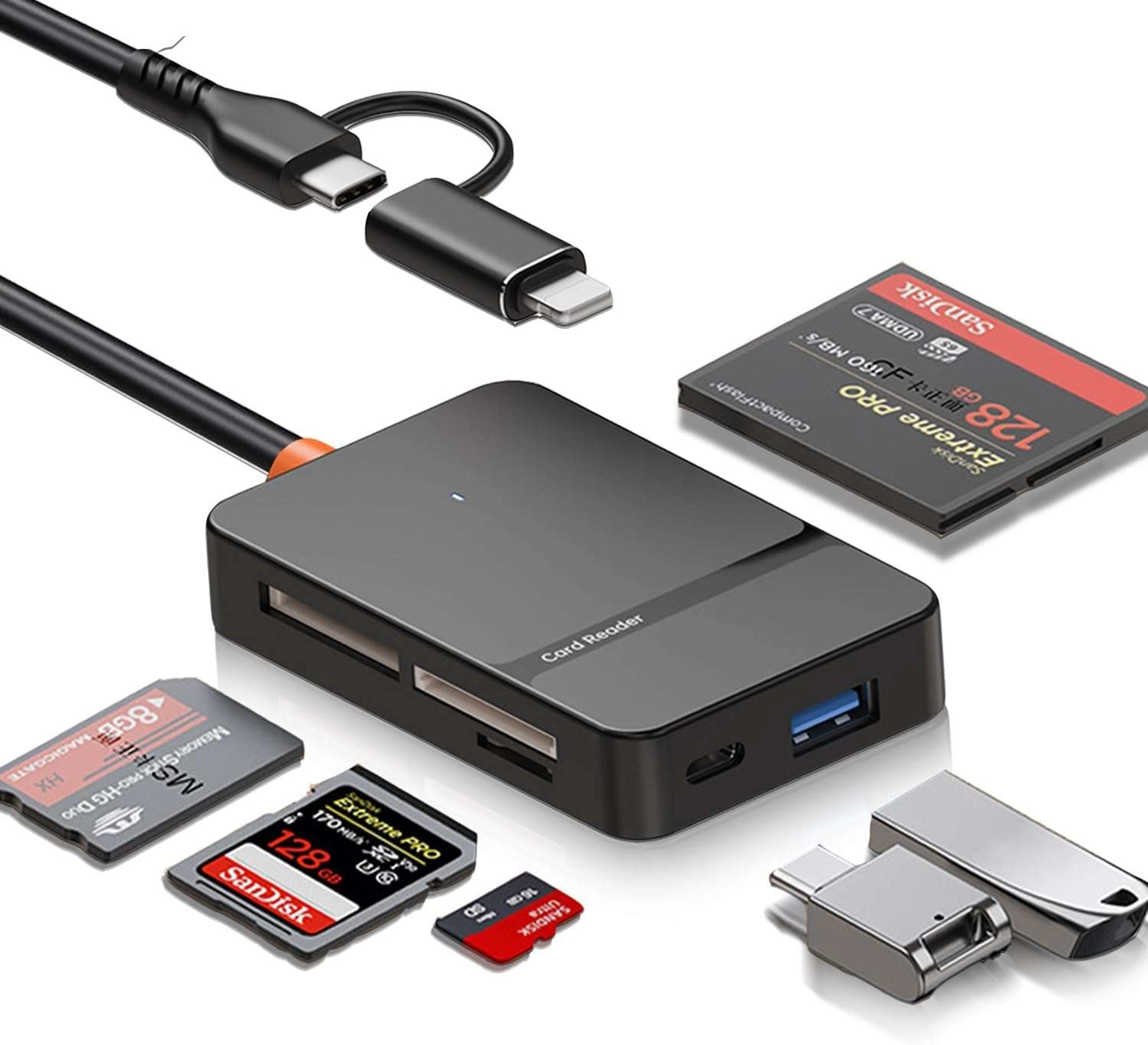 Đầu đọc thẻ cho iPhone, iPad, MacBook, Type-C Lightning 8 in 1 Card Reader (ADS-315)