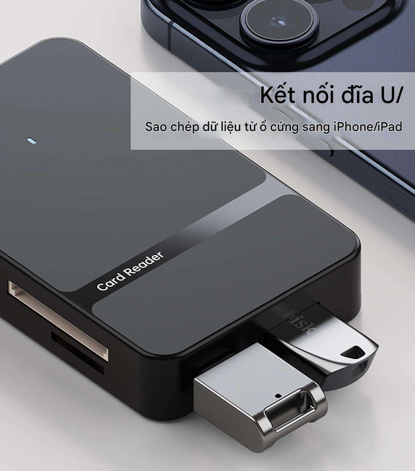 Đầu đọc thẻ cho iPhone, iPad, MacBook, Type-C Lightning 8 in 1 Card Reader (ADS-315)