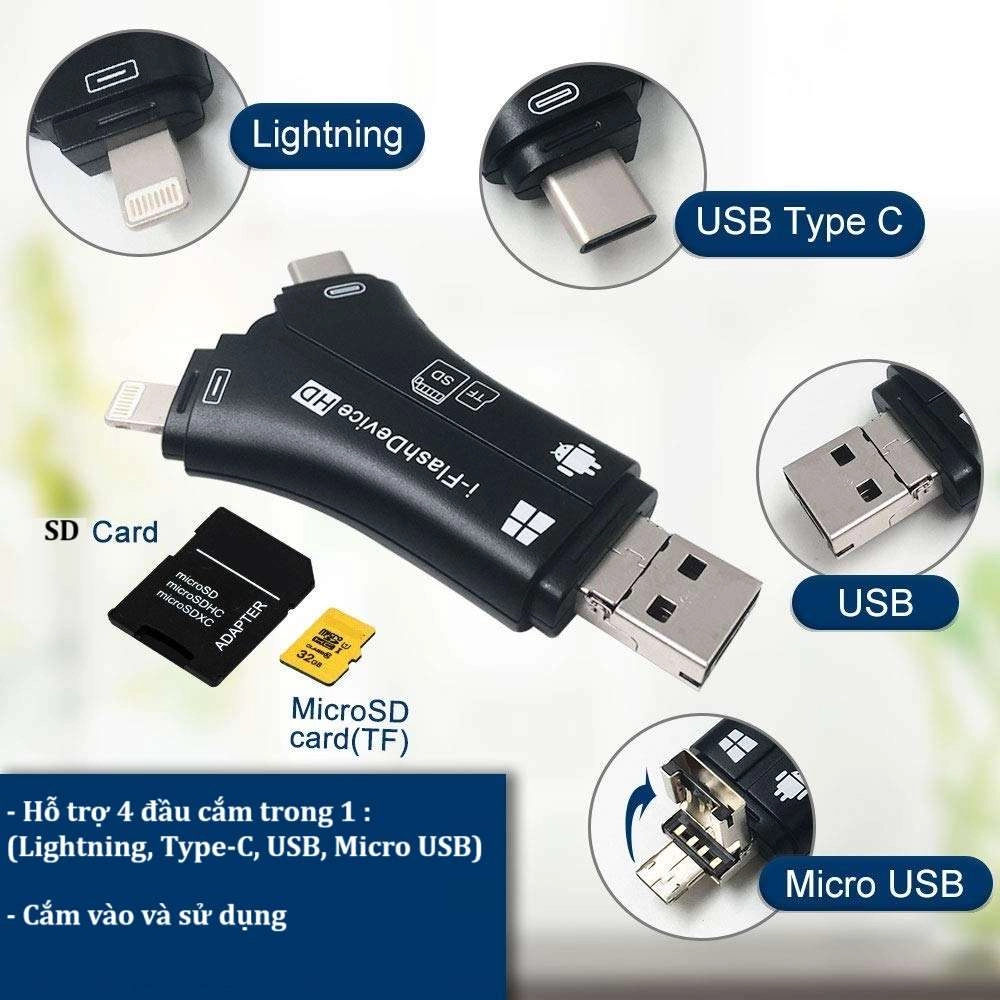 Đầu đọc thẻ nhớ 4 trong 1 i-Flashdevice HD Model NK-908