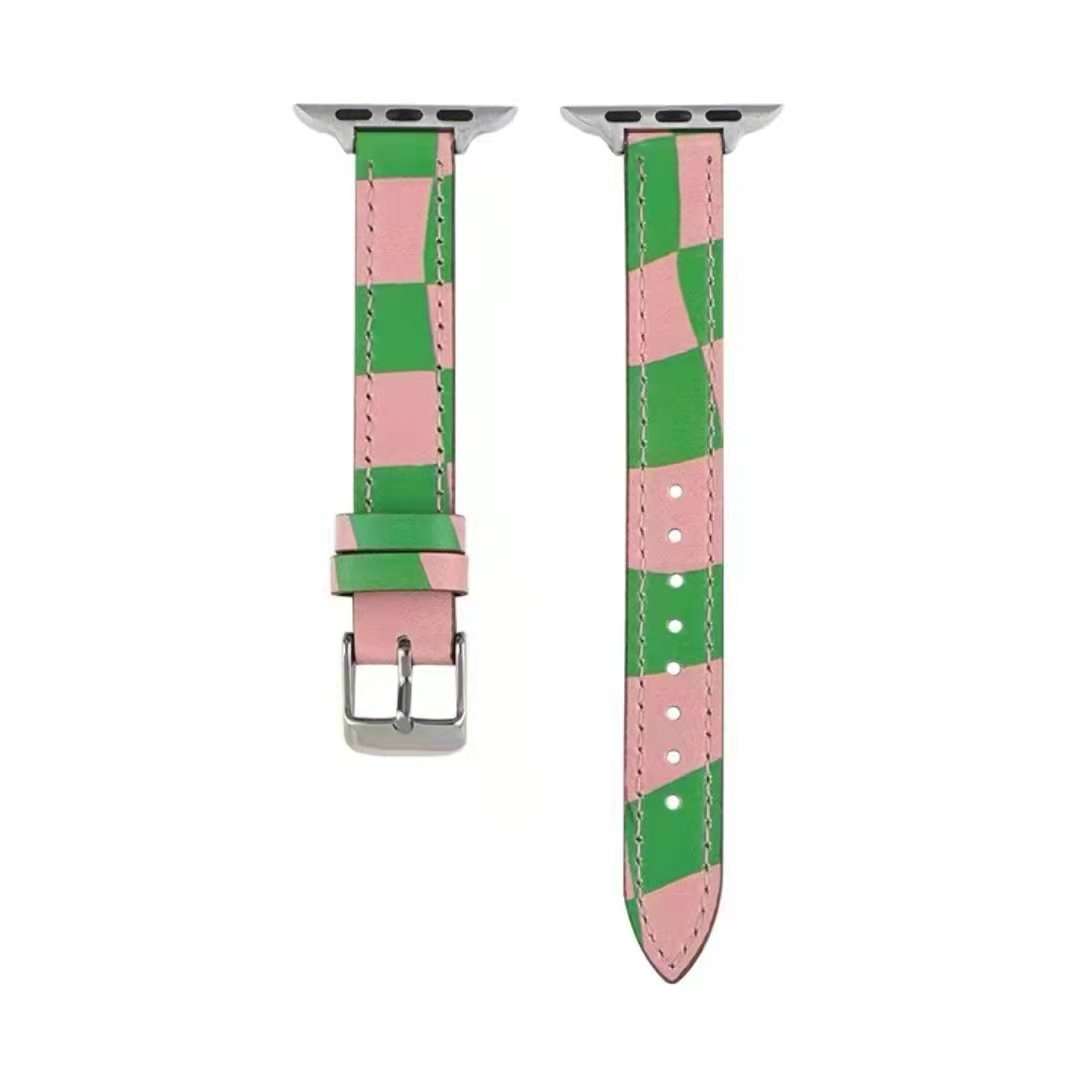 Dây đồng hồ Apple Watch 38mm/ 40mm/ 41mm/ 42mm/ 44mm/ 45mm (chất liệu da bò, họa tiết caro) series 1 đến series 7