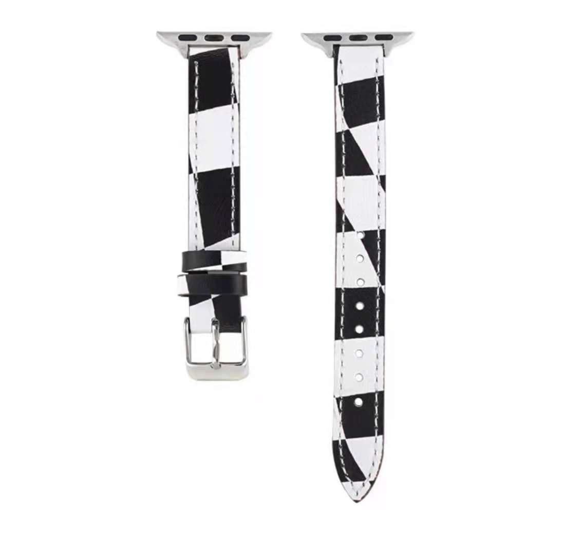 Dây đồng hồ Apple Watch 38mm/ 40mm/ 41mm/ 42mm/ 44mm/ 45mm (chất liệu da bò, họa tiết caro) series 1 đến series 7