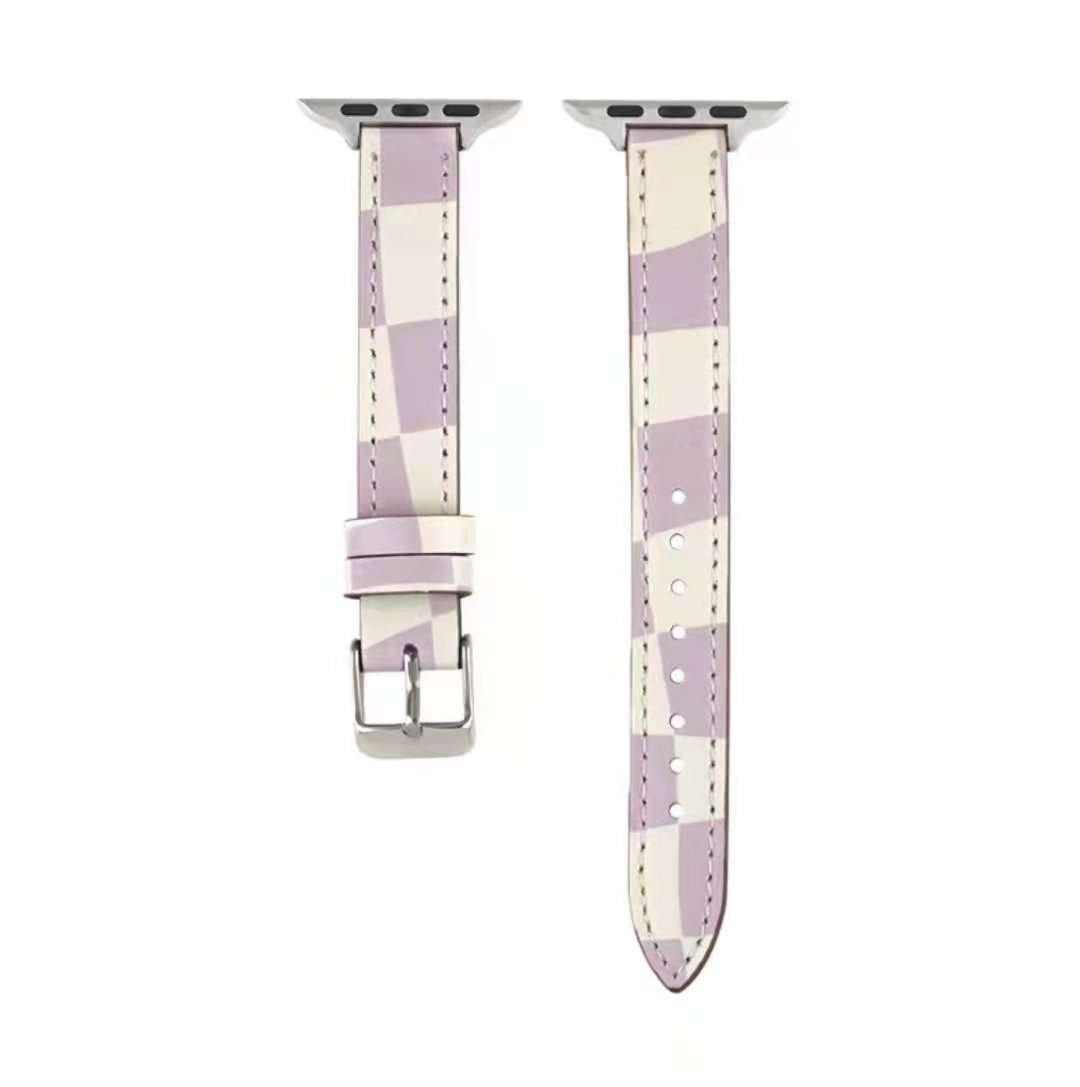 Dây đồng hồ Apple Watch 38mm/ 40mm/ 41mm/ 42mm/ 44mm/ 45mm (chất liệu da bò, họa tiết caro) series 1 đến series 7