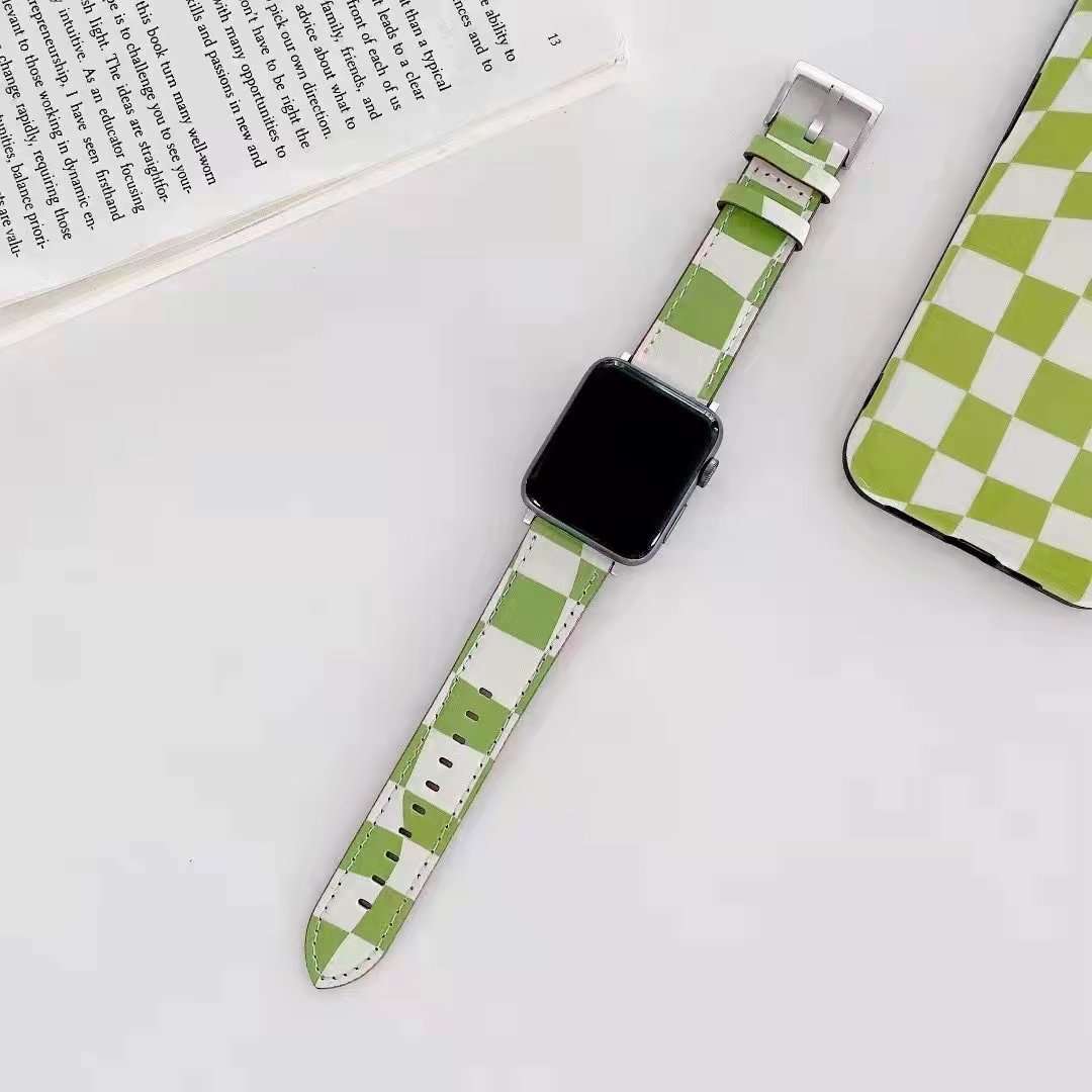 Dây đồng hồ Apple Watch 38mm/ 40mm/ 41mm/ 42mm/ 44mm/ 45mm (chất liệu da bò, họa tiết caro) series 1 đến series 7