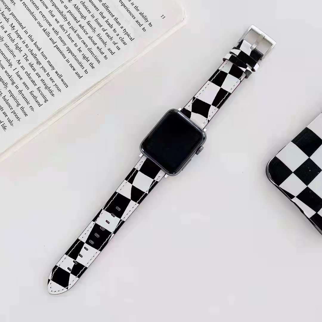 Dây đồng hồ Apple Watch 38mm/ 40mm/ 41mm/ 42mm/ 44mm/ 45mm (chất liệu da bò, họa tiết caro) series 1 đến series 7