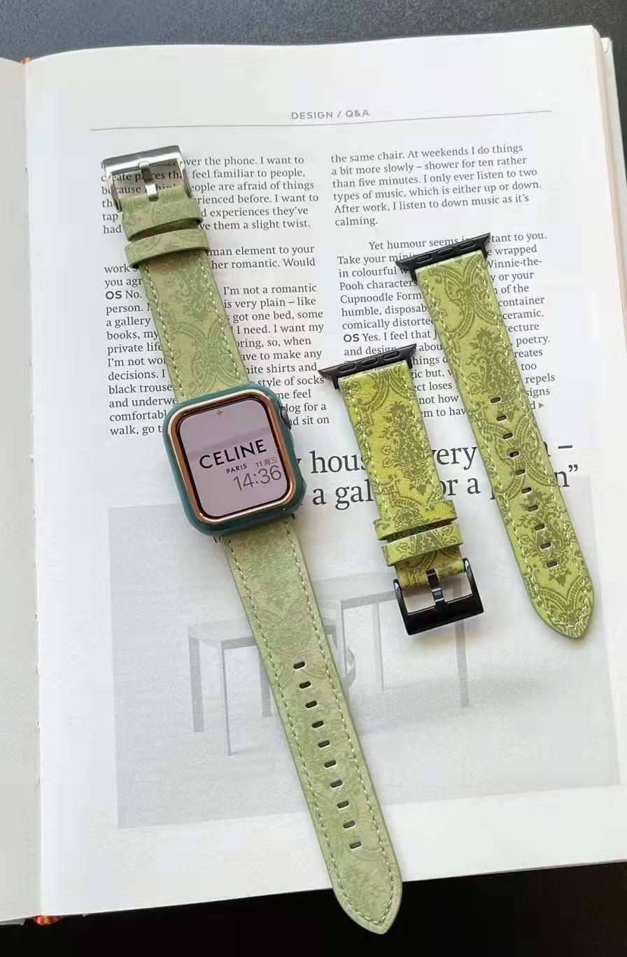 Dây đồng hồ Apple Watch 38mm/ 40mm/ 41mm/ 42mm/ 44mm/ 45mm (chất liệu da bò, họa tiết Celine) series 1 đến series 7