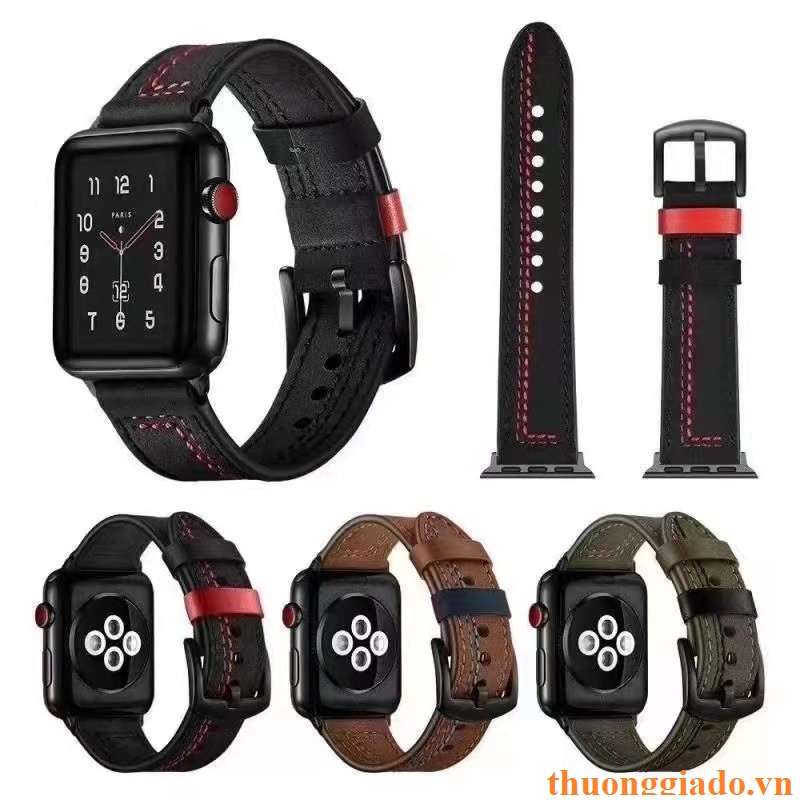Dây đồng hồ Apple Watch 38mm/ 40mm/ 41mm/ 42mm/ 44mm/ 45mm (chất liệu da bò, phong cách doanh nhân) series 1 đến series 7