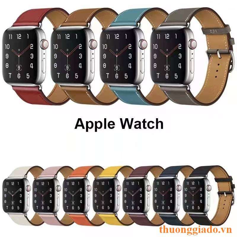 Dây đồng hồ Apple Watch 38mm/ 40mm/ 41mm/ 42mm/ 44mm/ 45mm (chất liệu da bò, phong cách tối giản) series 1 đến series 7