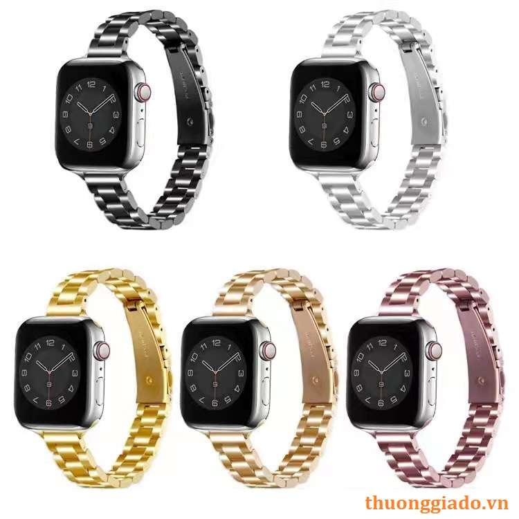 Dây đồng hồ Apple Watch 38mm/ 40mm/ 41mm/ 42mm/ 44mm/ 45mm (chất liệu hợp kim, ba hàng mắt) series 1 đến series 7