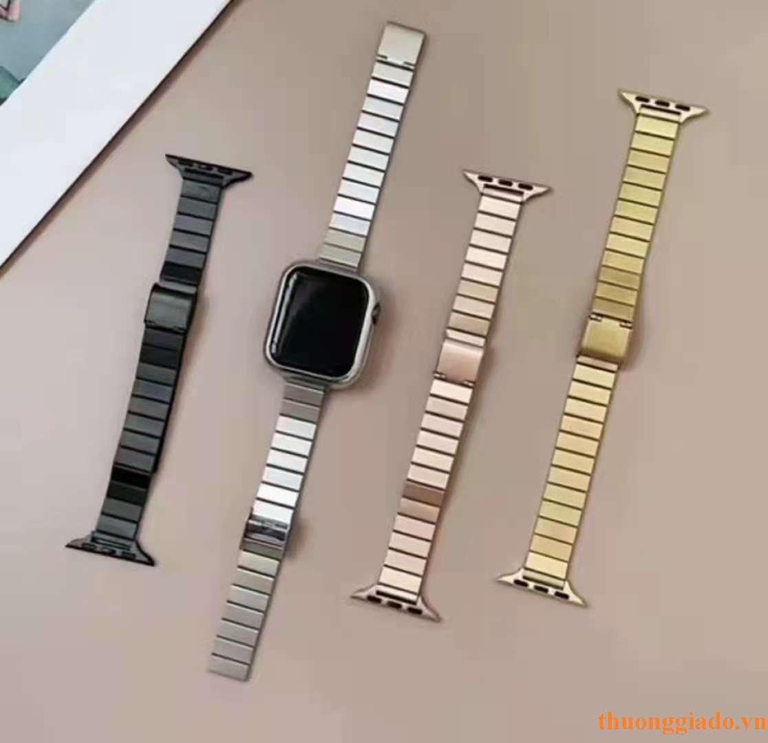 Dây đồng hồ Apple Watch 38mm/ 40mm/ 41mm/ 42mm/ 44mm/ 45mm (chất liệu hợp kim, một hàng mắt) series 1 đến series 7