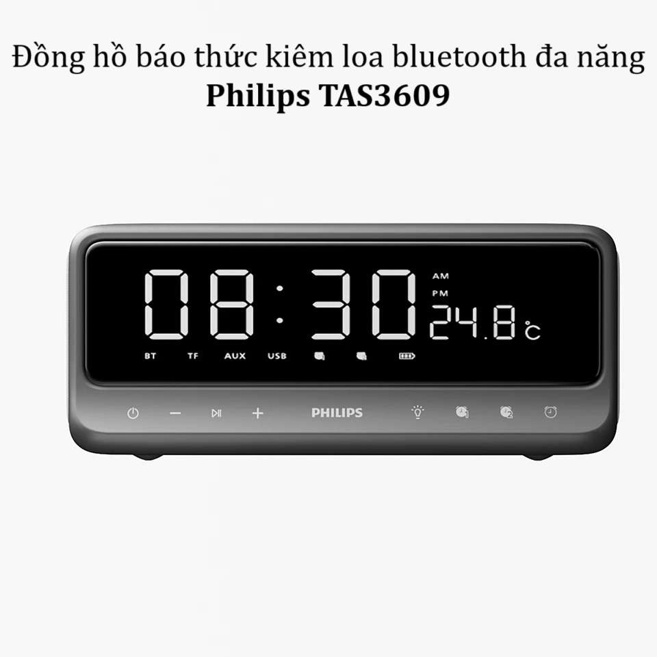 Đồng hồ báo thức kiêm loa bluetooth đa năng Philips TAS3609