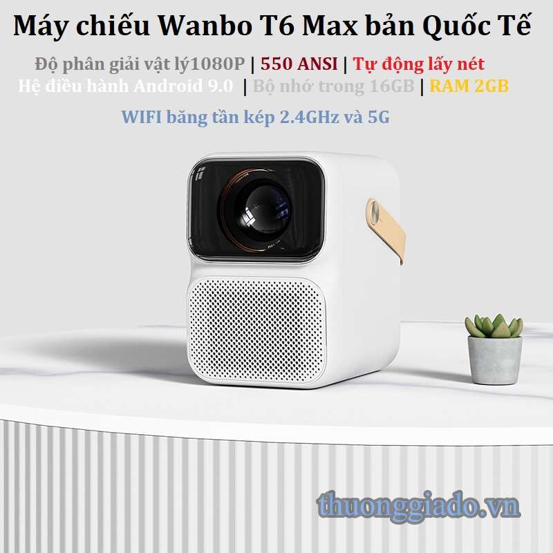 Máy chiếu Xiaomi Wanbo T6 Max (Full HD gốc 1080P với độ sáng cao 550 ANSI Lumens)