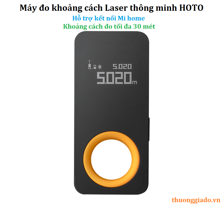 Máy đo khoảng cách Laser thông minh HOTO Màu đen (hỗ trợ kết nối App Mi home của Xiaomi)