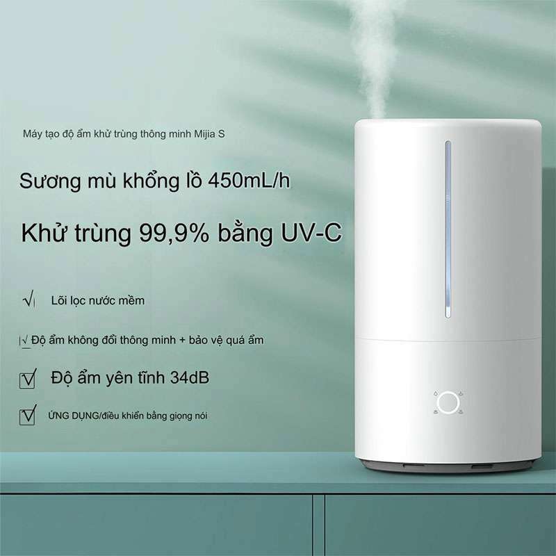 Máy tạo độ ẩm khử khuẩn thông minh Xiaomi Mijia S (MJJSQ03DY), kết nối Mi Home, 450ml/h, bể chứa 4,5l