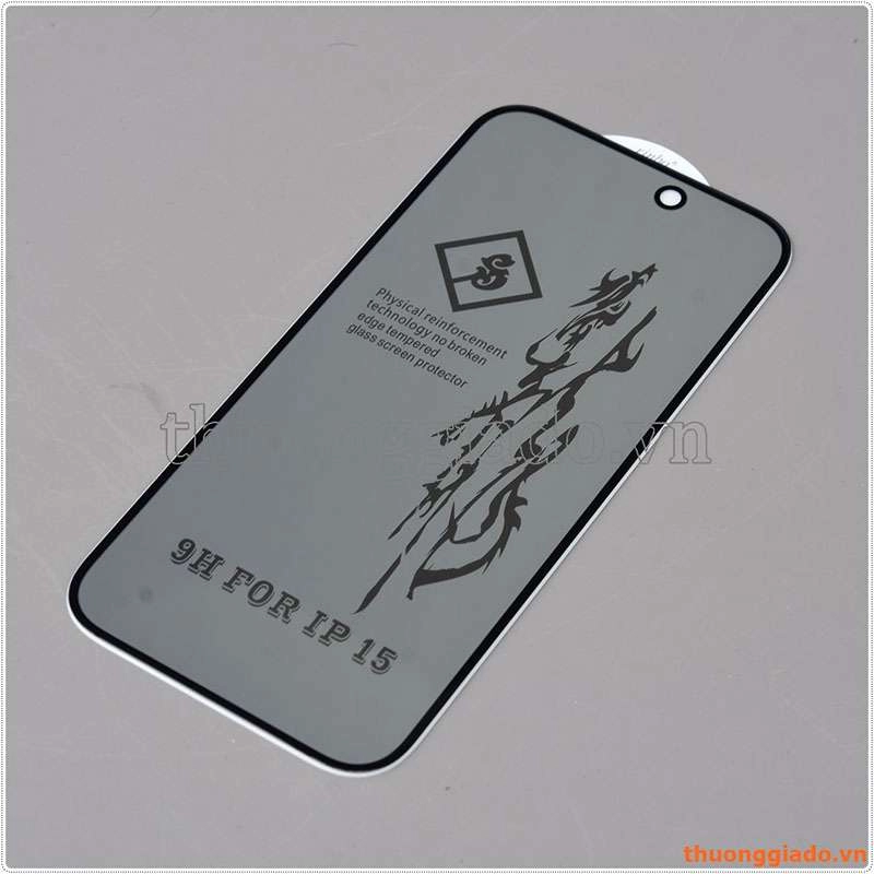 Miếng dán kính cường lực chống nhìn trộm iPhone 15 hiệu Rinbo