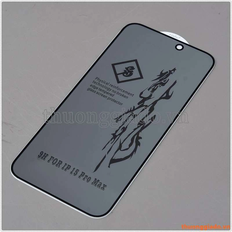 Miếng dán kính cường lực chống nhìn trộm iPhone 15 Pro Max hiệu Rinbo