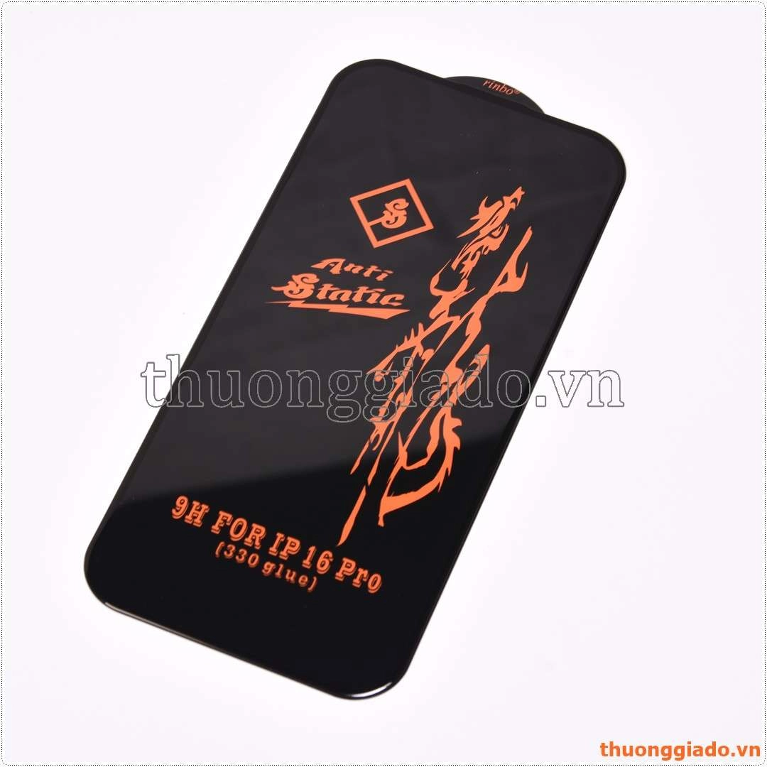 Miếng dán kính cường lực iPhone 16 Pro Max, iPhone 16 Pro, iPhone 16 Plus, iPhone 16 (hiệu Rinbo, trong suốt, full màn, 9H)