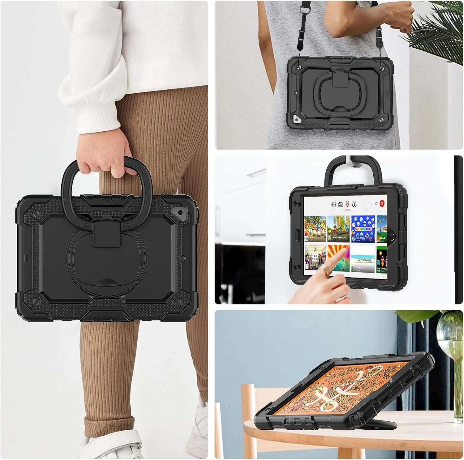 Ốp lưng chống sốc iPad Mini 4/ iPad Mini 5 (3 lớp bảo vệ siêu bền, tay cầm xoay 360 độ