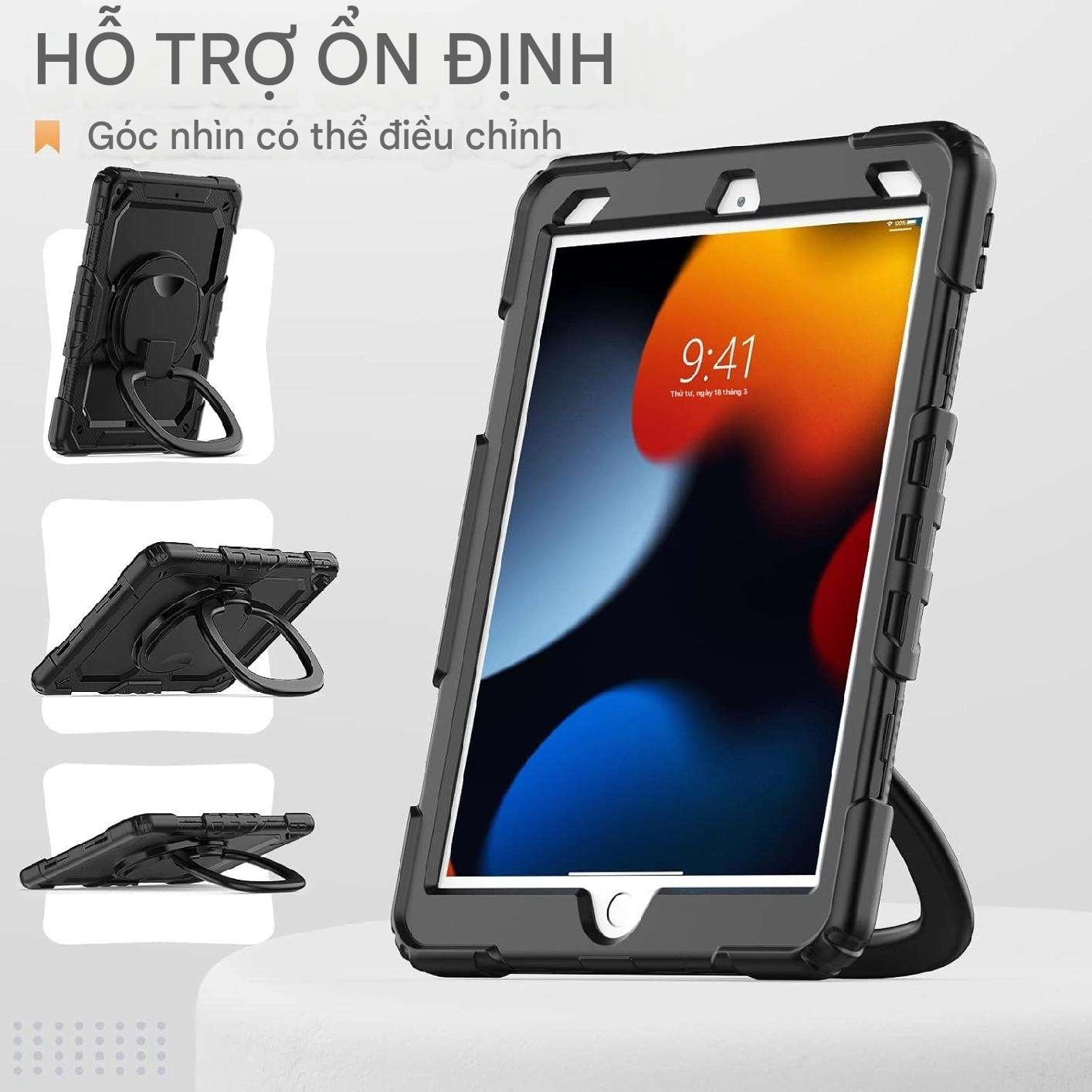 Ốp lưng chống sốc iPad Pro 10.5/ iPad Air 3 10.5 (3 lớp bảo vệ siêu bền, tay cầm xoay 360 độ