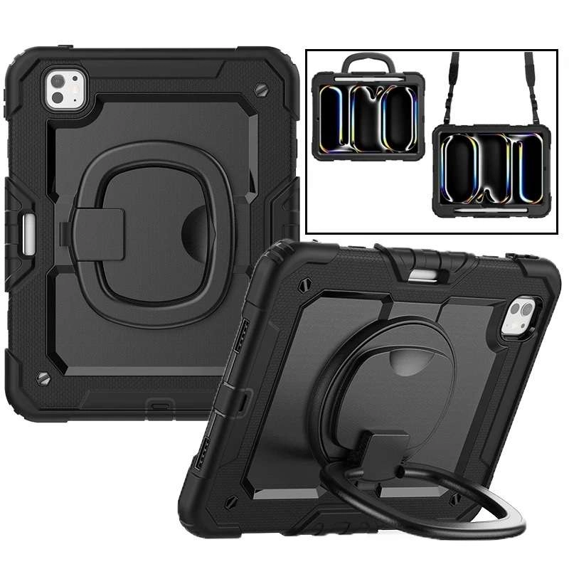 Ốp lưng chống sốc iPad Pro 11 2020/2022/ iPad Air 4 10.9/ iPad Air 5 10.9 (3 lớp bảo vệ siêu bền, tay cầm xoay 360 độ)